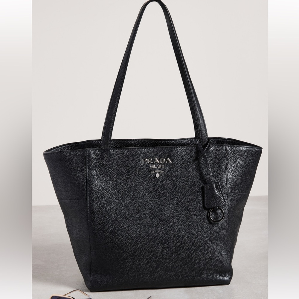 Prada Vitello Daino Black Tote